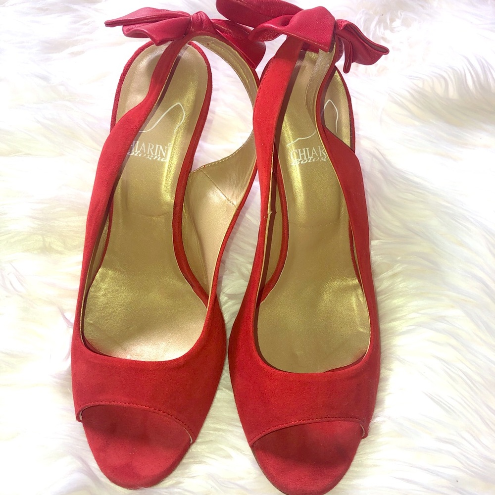 Chairini Bologna- Red velvet with leather bow